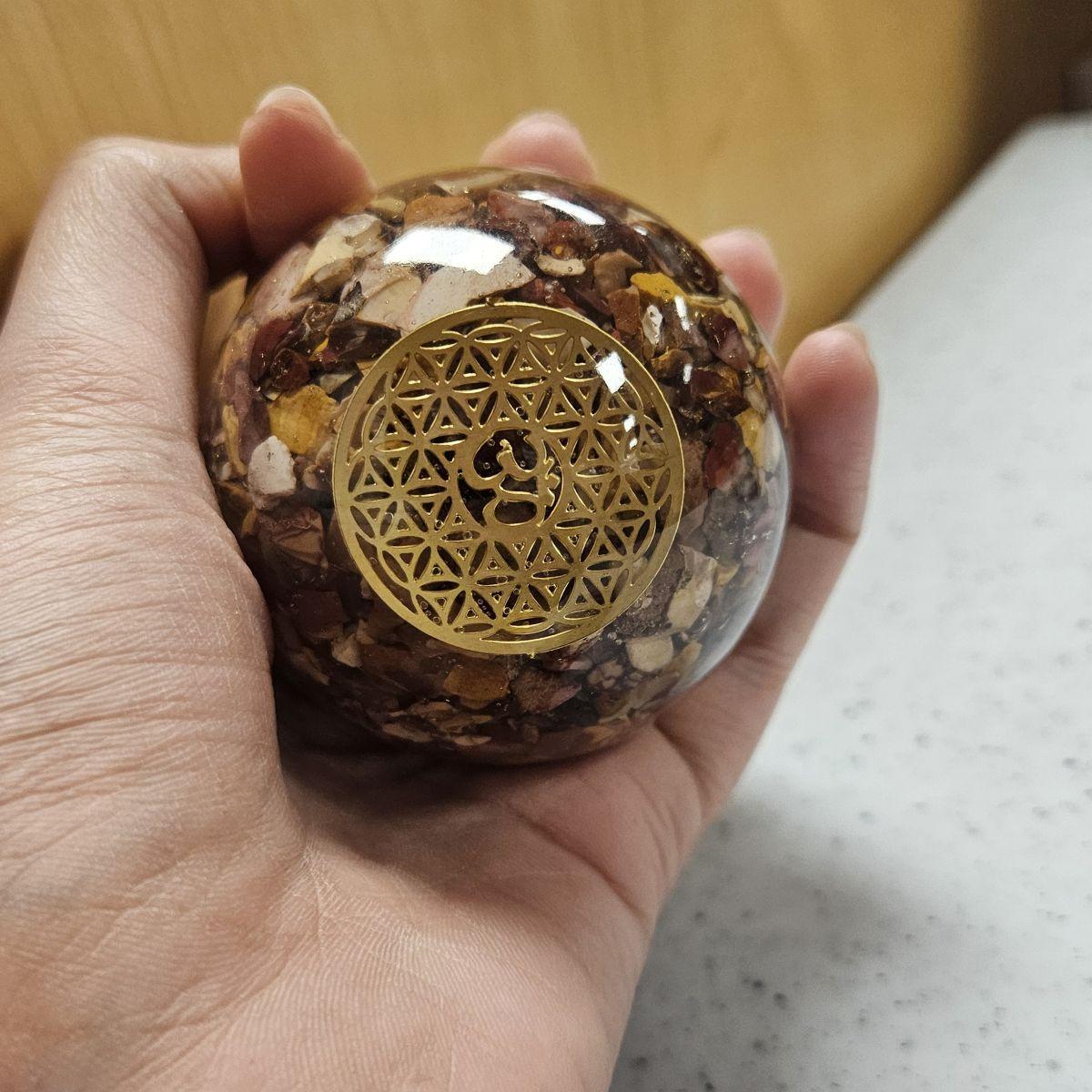 Mookaite Jasper Orgone Sphere – Artifact of Vitality & Earth Wisdom – 2.5" - Image 5
