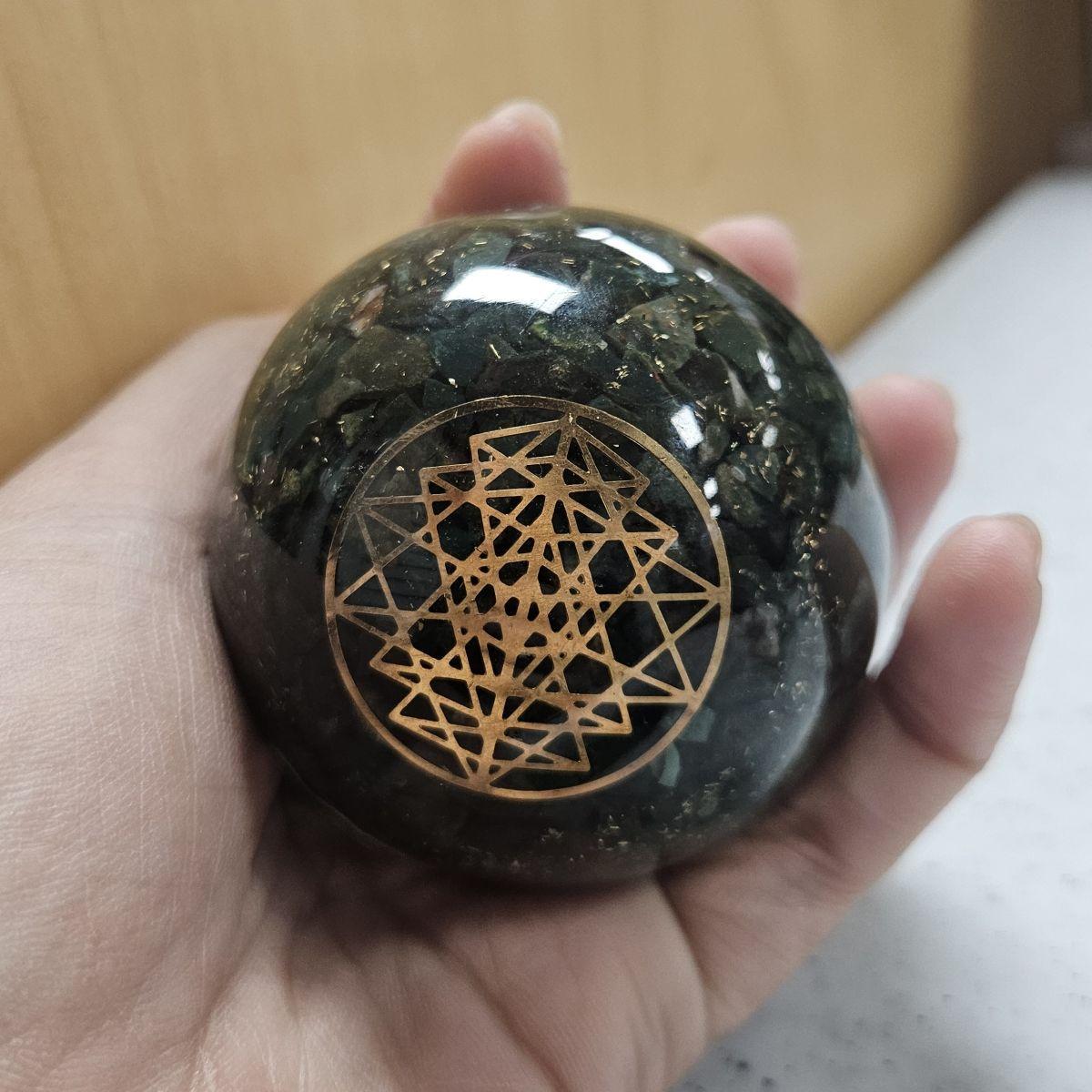 Bloodstone Orgone Sphere – Artifact of Vitality & Spiritual Courage – 2" - Image 2