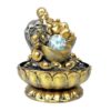 Golden Lucky Buddha Fountain with Crystal Ball & LED Antique Resin Tabletop Waterfall Fountain 21 cm*21 cm*28 cm VTrendz