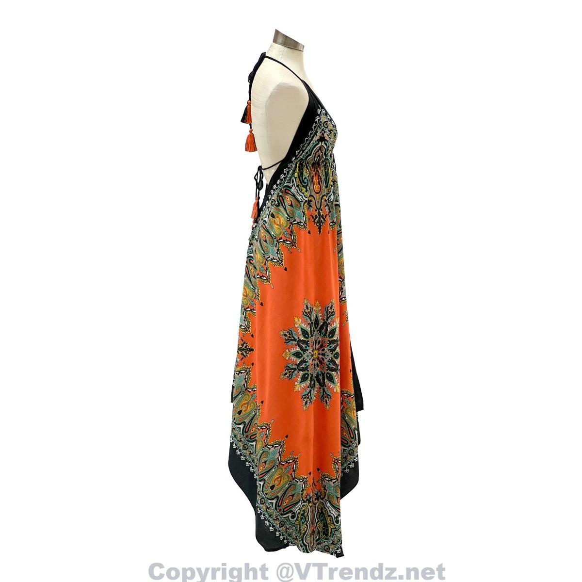Jamawar Scarf Dress Dori with Halter Neck & Back Ties - Image 44