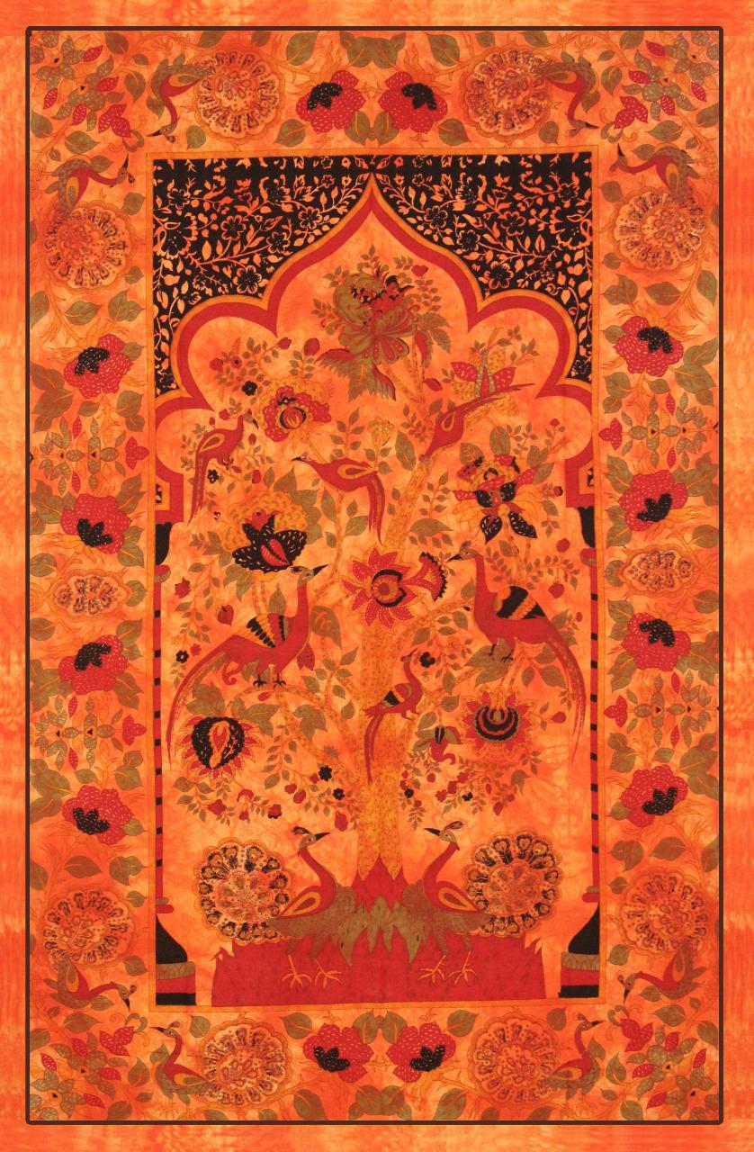 Temple Of Life Wall Hanging Handmade Cotton Tapestry 84"x54" inch