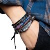 Feather w/Colored Macrame Leather Bracelet Sets Unisex / Men Jewelry Vintage Classic Retro Bracelets