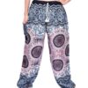Blue & Mauve Geometric Mandala Drawstring Thai Harem Pants VTrendz