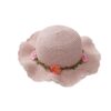 Straw Hat with Flowers for Toddler Kids Children Wide Brim Summer Beach Sun Hat with Visor;  Kids One Size Fits Most (19-20 inches), adjustable size - Image 4