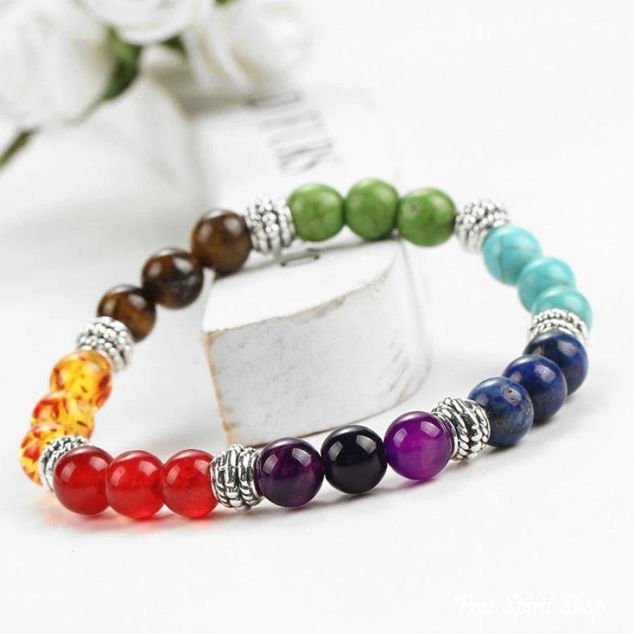 7-Chakra Multicolor Natural Stone Bracelet: The Rainbow Alignment