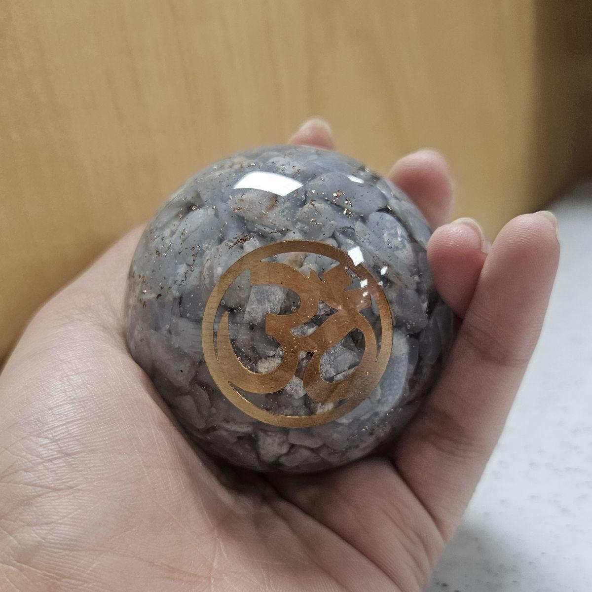 Angelite Orgone Sphere – Artifact of Celestial Peace & Angelic Guidance – 2" - Image 2