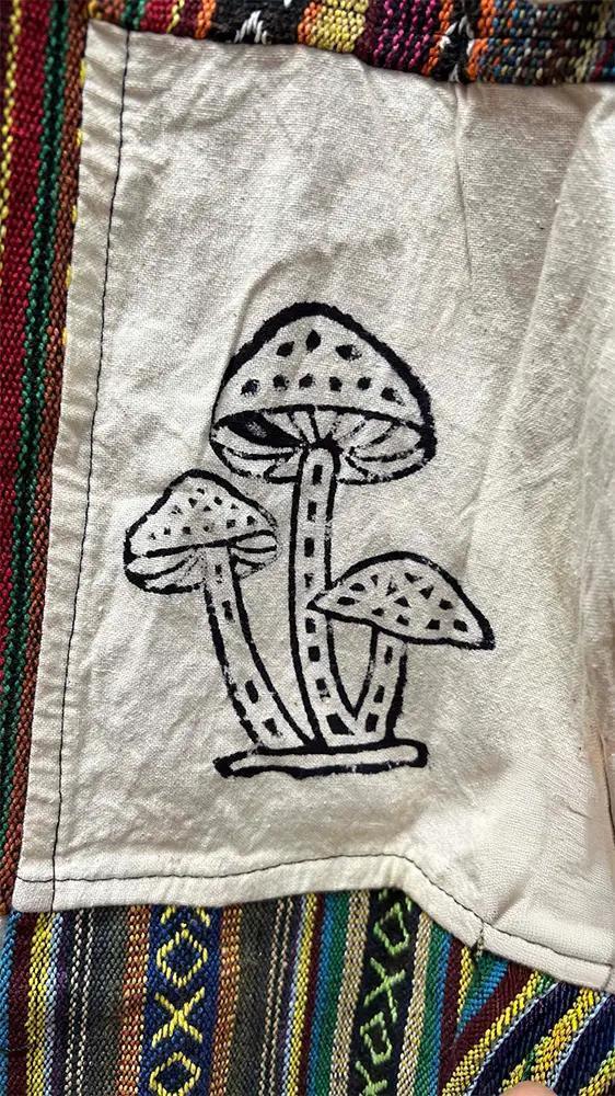 Brown Mushroom Patchwork Open Bottom Boho Pants - Image 5
