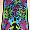 Tree Of Life With Lady Yogi Wall Hanging Handmade Cotton Tapestry 84"x54" inch - Image 2
