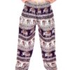 Purple & Cream Smocked Border Elephant Thai Harem Pants VTrendz