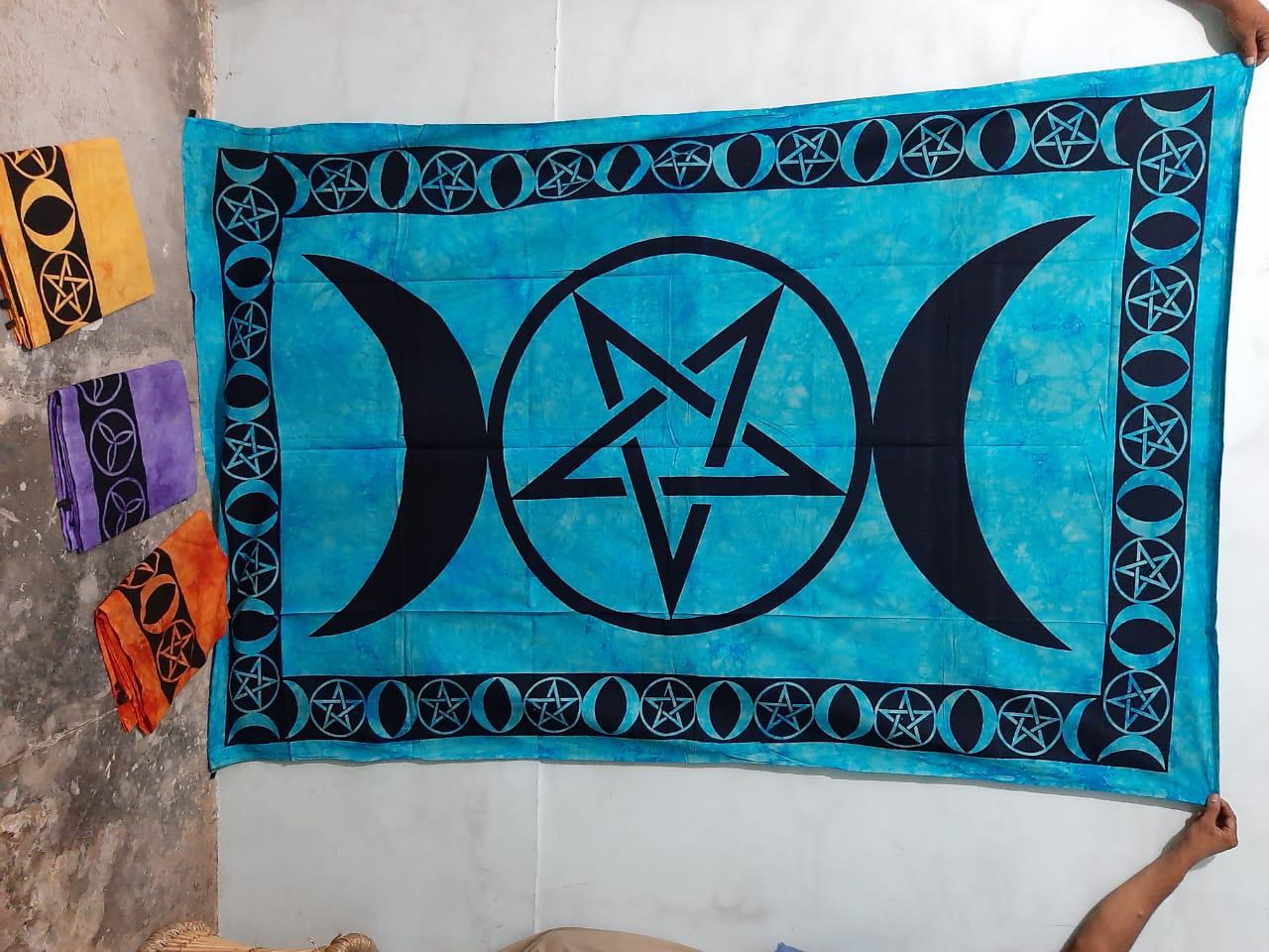 Three Moon Wall Hanging Handmade Cotton Tapestry 84"x54" inch