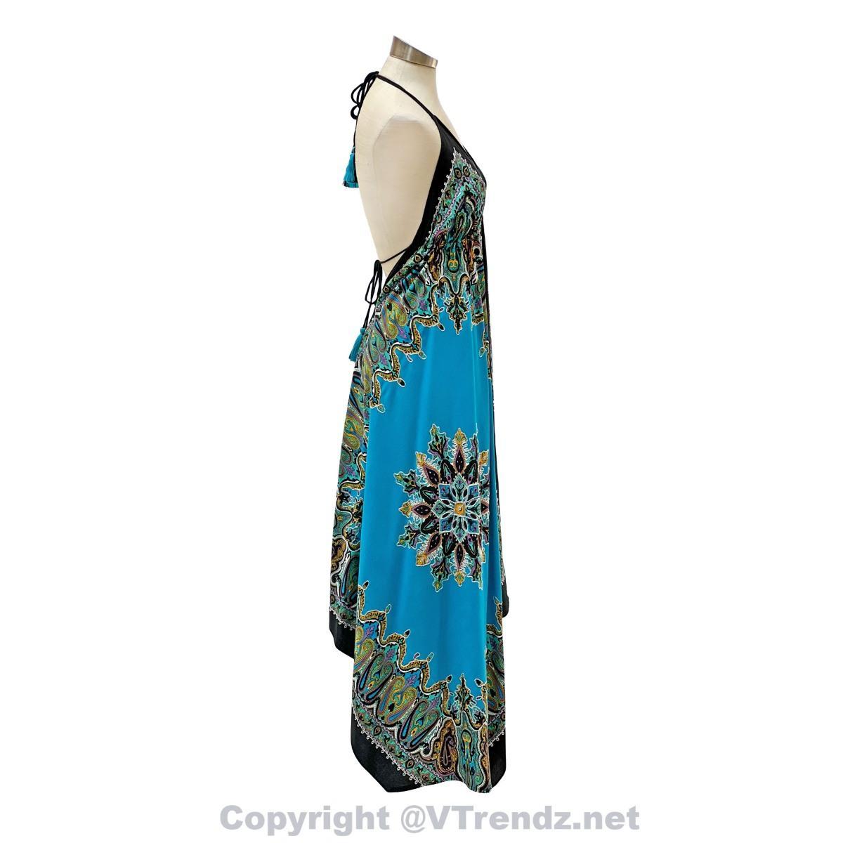 Jamawar Scarf Dress Dori with Halter Neck & Back Ties - Image 51