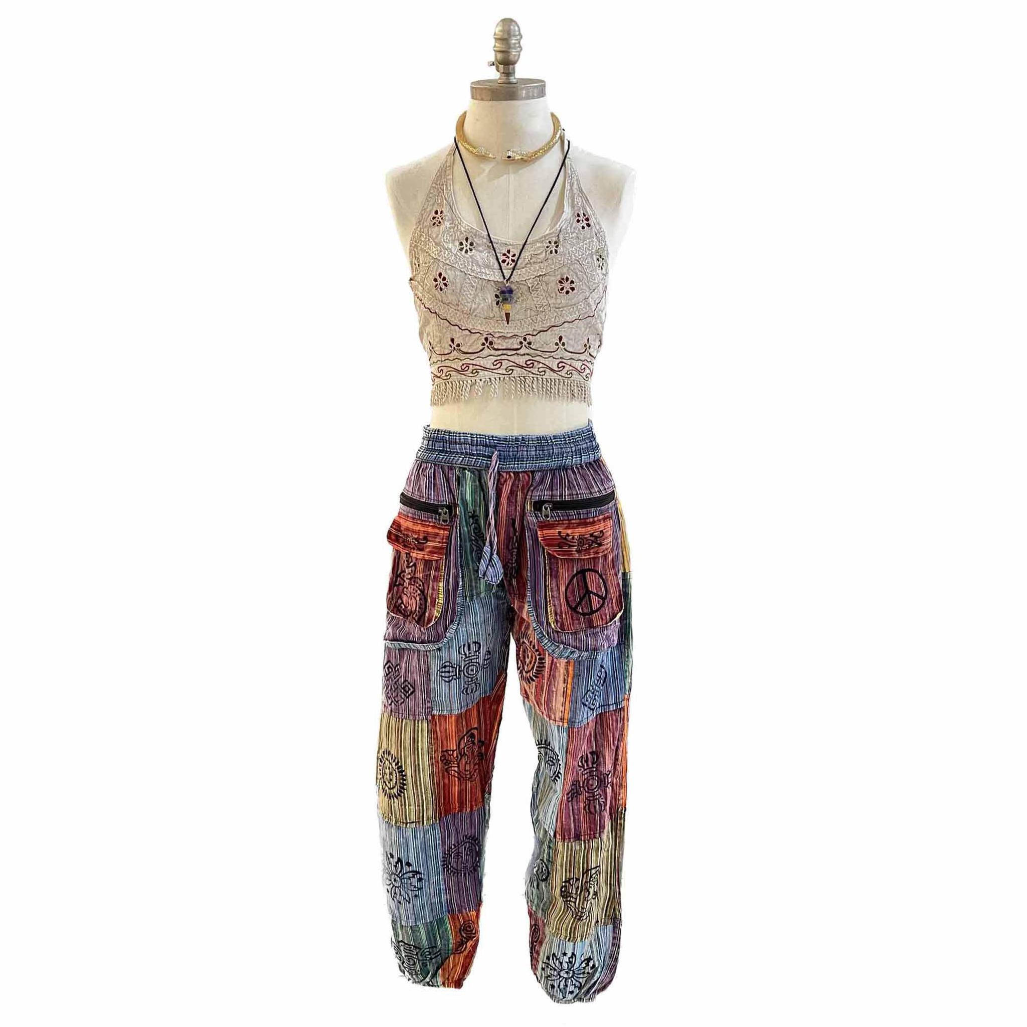 Striped Patch Boho Pants - Image 2
