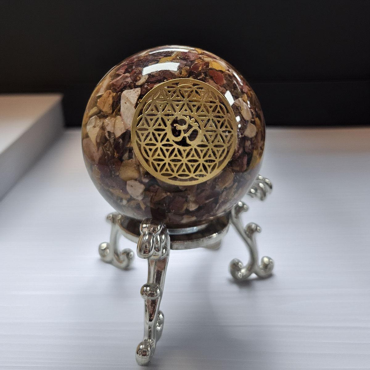 Mookaite Jasper Orgone Sphere – Artifact of Vitality & Earth Wisdom – 2.5" - Image 3