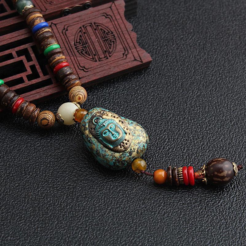 Holy Wood Beads Necklace for Energy Balancing, Positivity, Tranquility, and Meditation Vintage Nepal Long Buddhist Mala Wood Beaded Pendant & Necklace Ethnic Bohemian Boho Lucky Jewelry