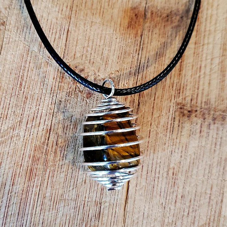 Cage with Tiger Eye Pendant Necklace Natural Crystals For Energy Balancing, Meditation, Reiki, Healing Approx. 2cm Pendant - Image 4