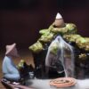 Fishing Lake w/Man Ceramic Backflow Incense Holder Waterfall Incense Burner, Reflux Burner, Handmade Ceramic, Home Décor for Meditation, Mini-Zen Experience Size: 19*11.5*12 cm - Image 2