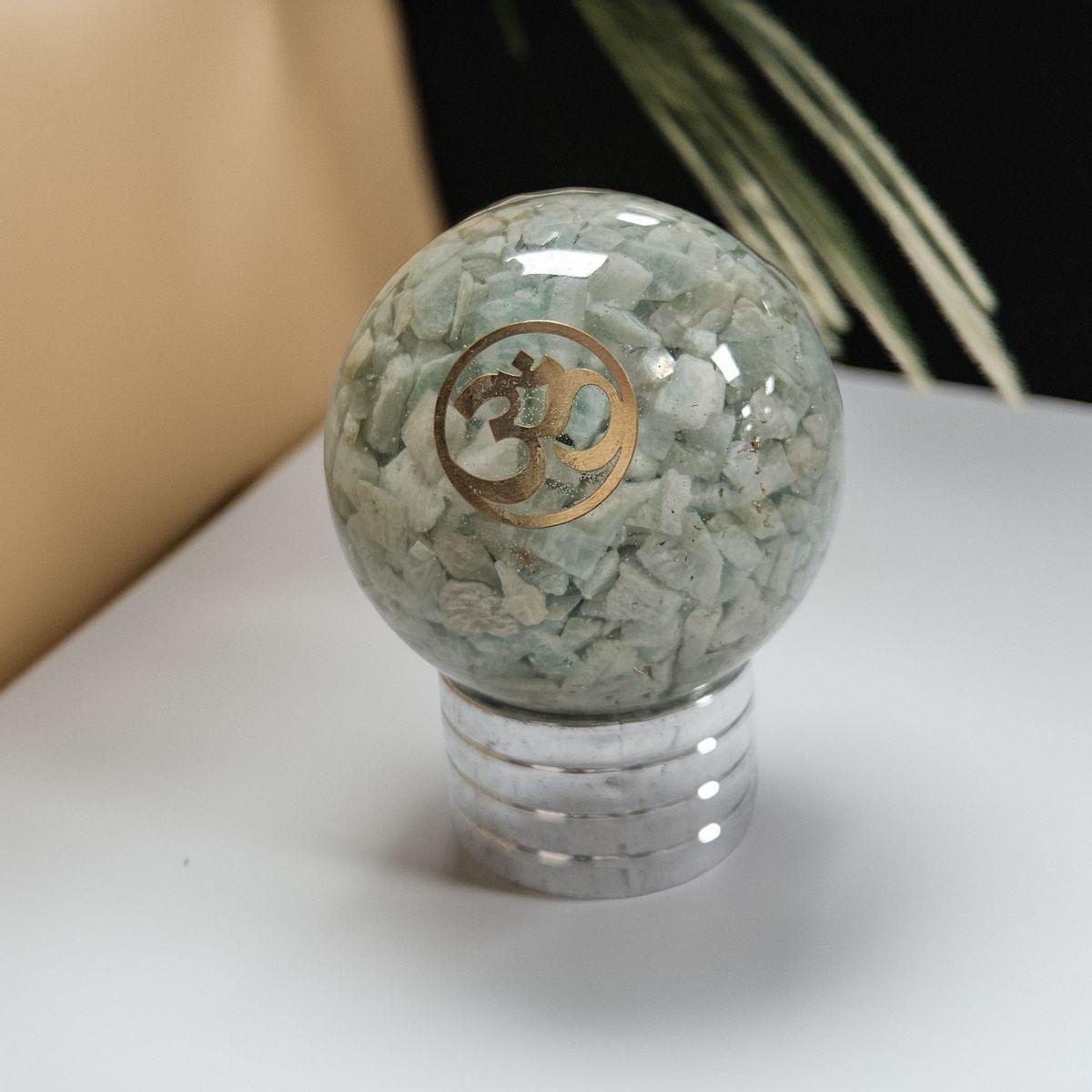 Amazonite Orgone Sphere – Artifact of Truth & Soothing Flow – 2.5" - Image 5