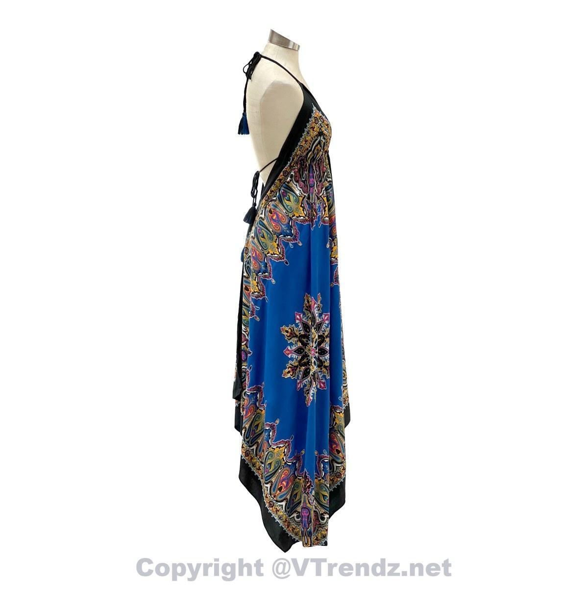 Jamawar Scarf Dress Dori with Halter Neck & Back Ties - Image 25