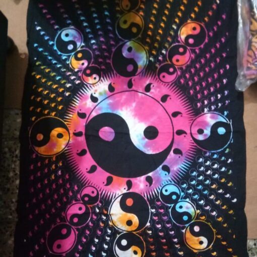 Yin Yang Mandala Tie dye Poster Wall Hanging Handmade Cotton Tapestry 40" x 30" inch