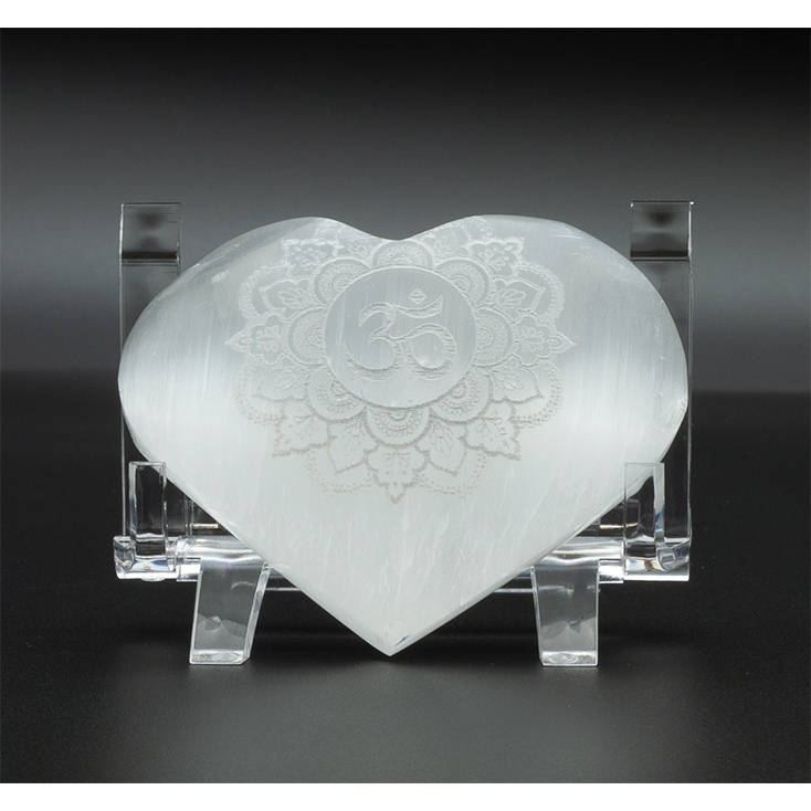 Selenite Engraved Puffy Heart: Vessel of Sacred Love & Crystalline Clarity (3 Inch) - Image 2