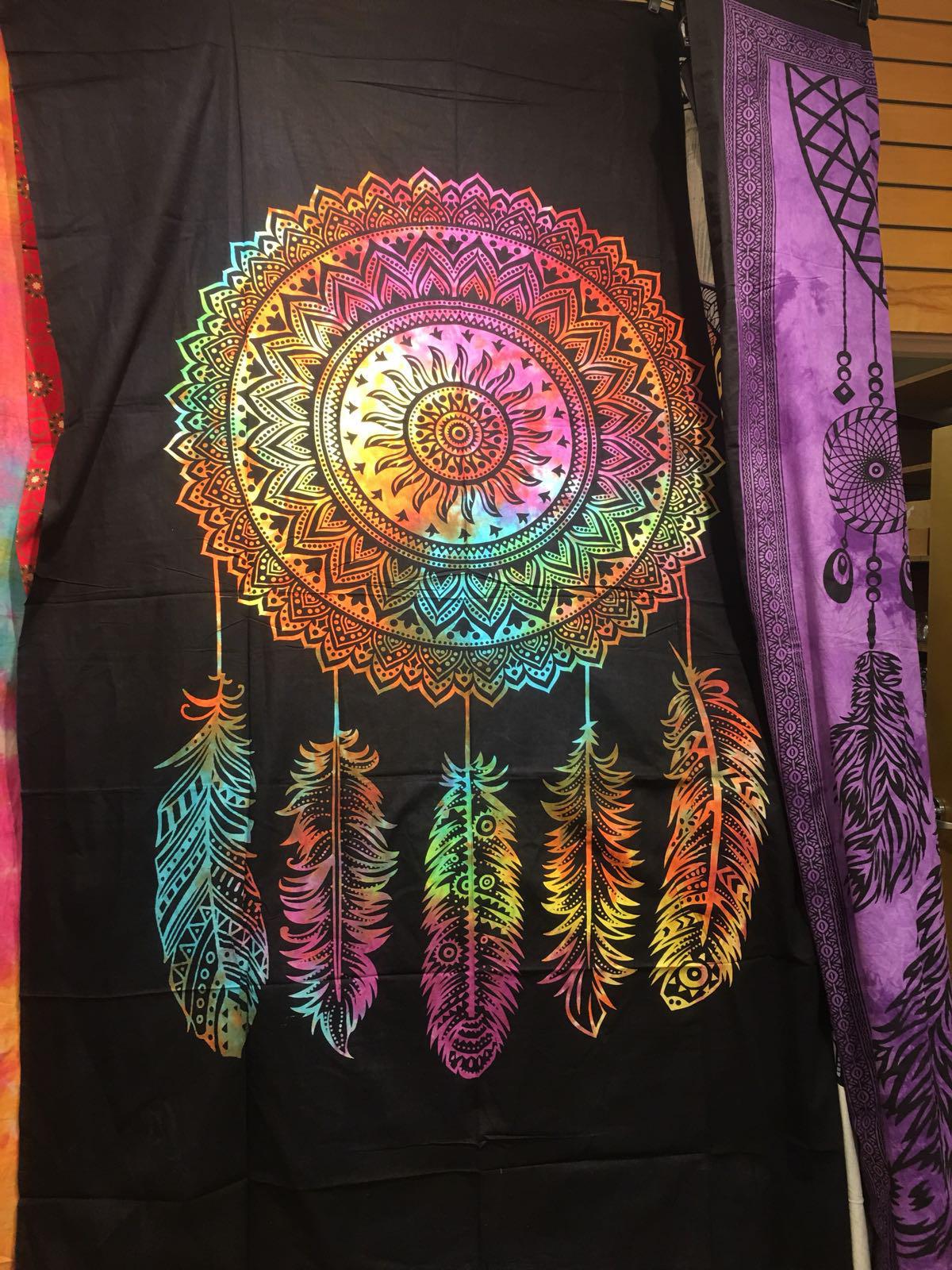 Dream Catcher 5-Feathers Full Circle Wall Hanging Handmade Cotton Tapestry 84"x54" inch - Image 4