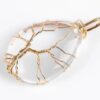 Clear Quartz Teardrop Crystal Tree of Life Wire Wrapped Pendant Necklace VTrendz