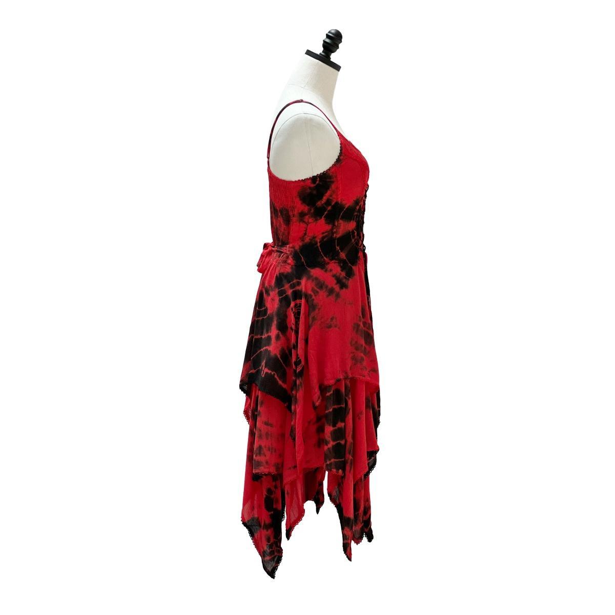 2 Layer Tie Dye Handkerchief Dress with Front Corset & Adjustable Straps - Image 36