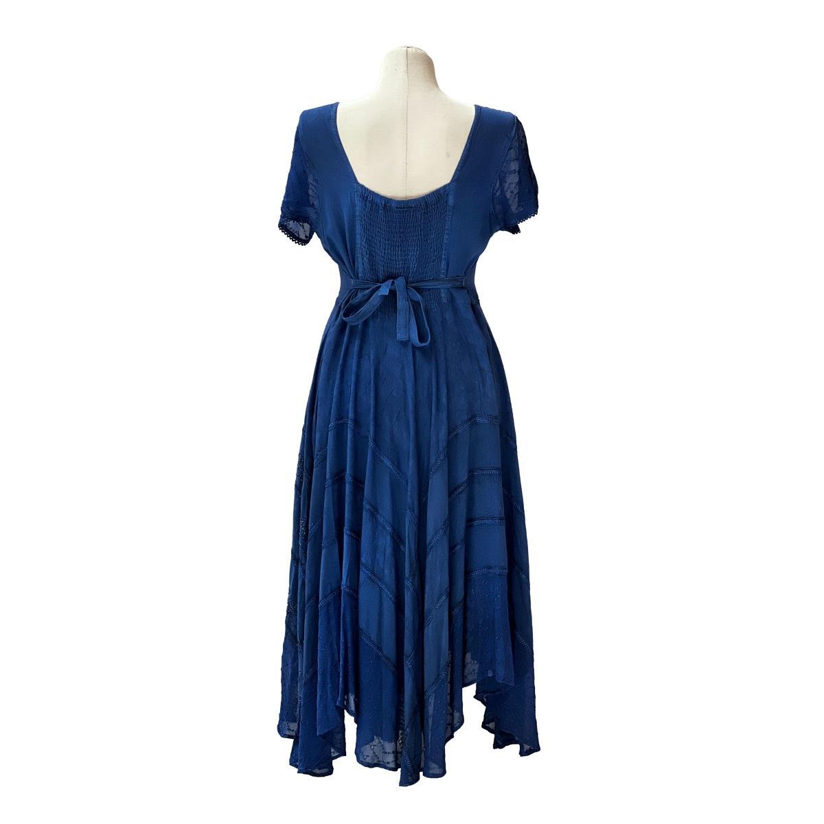 Short Sleeves Victorian Style Corset Dress with Lace & Floral Threadwork - Image 5