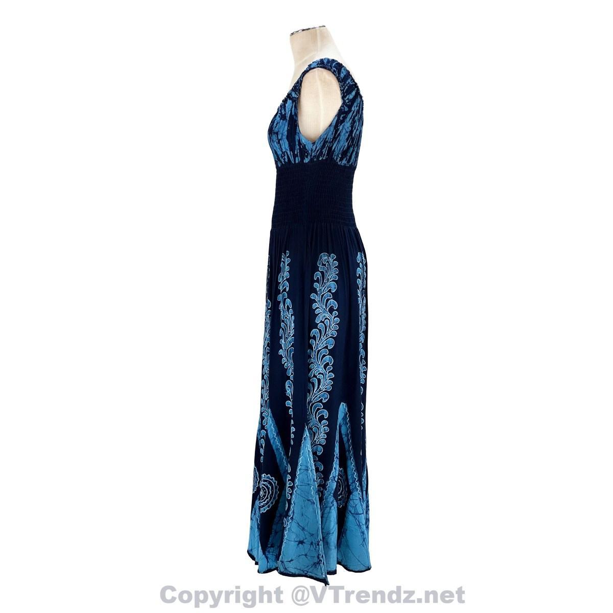 Long 8-Kali Embroidered Maxi Dress with Stretch Sleeves - Image 7