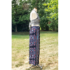 Black Peacock Feather Open Leg Thai Palazzo Pants VTrendz
