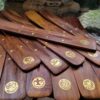Zodiac Sign Brass Inlay Wood Ash Catcher | Celestial Incense Burner (10"L) VTrendz