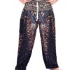 Black & Yellow Peacock Feather Print Drawstring Thai Harem Pants VTrendz
