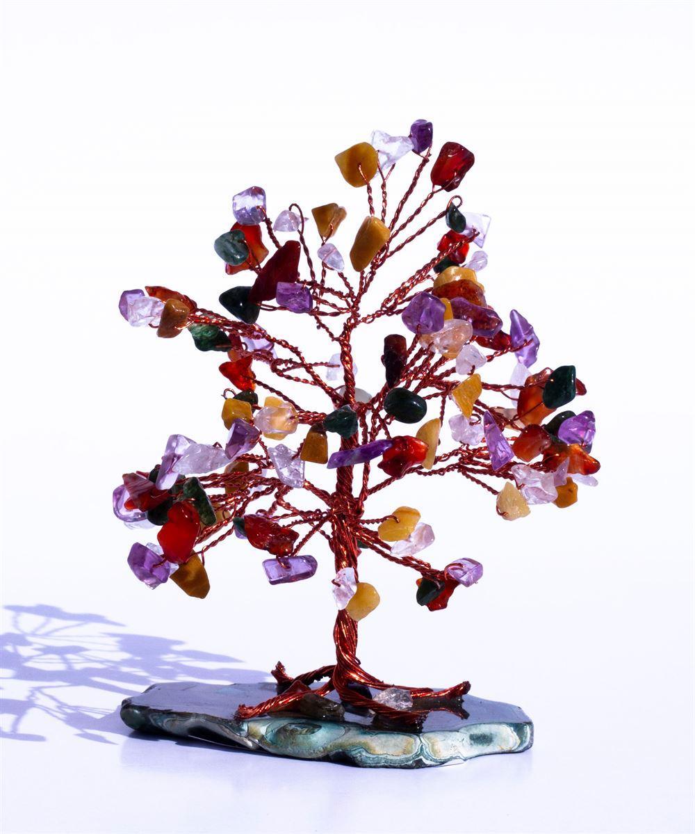 7-Chakra Agate Slice Base Gemstone Feng Shui Tree: The Multi-Mineral Architect of Alignment
