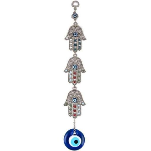 3-HamsaHand with Evil Eye, Handmade, Enamled, 14" Inch