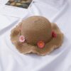 Straw Hat with Flowers for Toddler Kids Children Wide Brim Summer Beach Sun Hat with Visor;  Kids One Size Fits Most (19-20 inches), adjustable size - Image 5