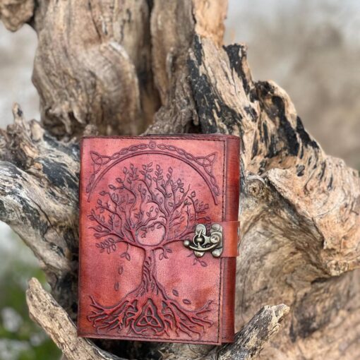 Crimson Yggdrasil Embossed Journal | A Rooted Chronicle of Life