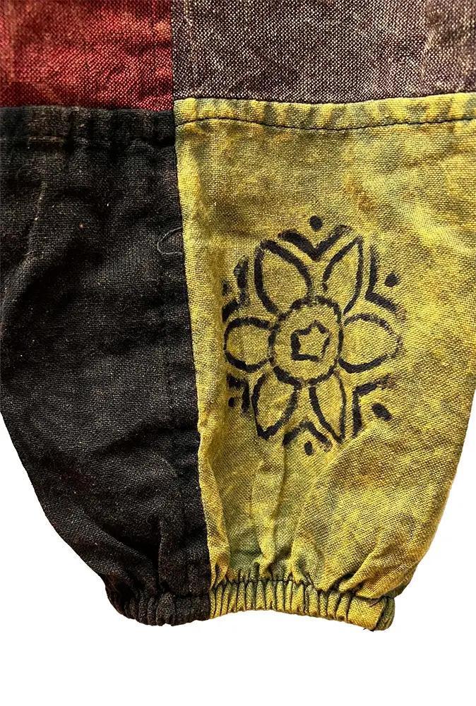 Boho Sacred Symbol Patchwork Elastic Bottom Pants - Image 3
