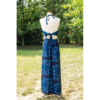 Blue Peacock Feather Open Leg Thai Palazzo Pants VTrendz