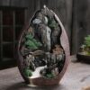 Mountain with House & Bridge Ceramic Backflow Incense Holder Waterfall Incense Burner, Reflux Burner, Handmade Ceramic, Home Décor for Meditation, Mini-Zen Experience Size: 22*10*31 cm - Image 2