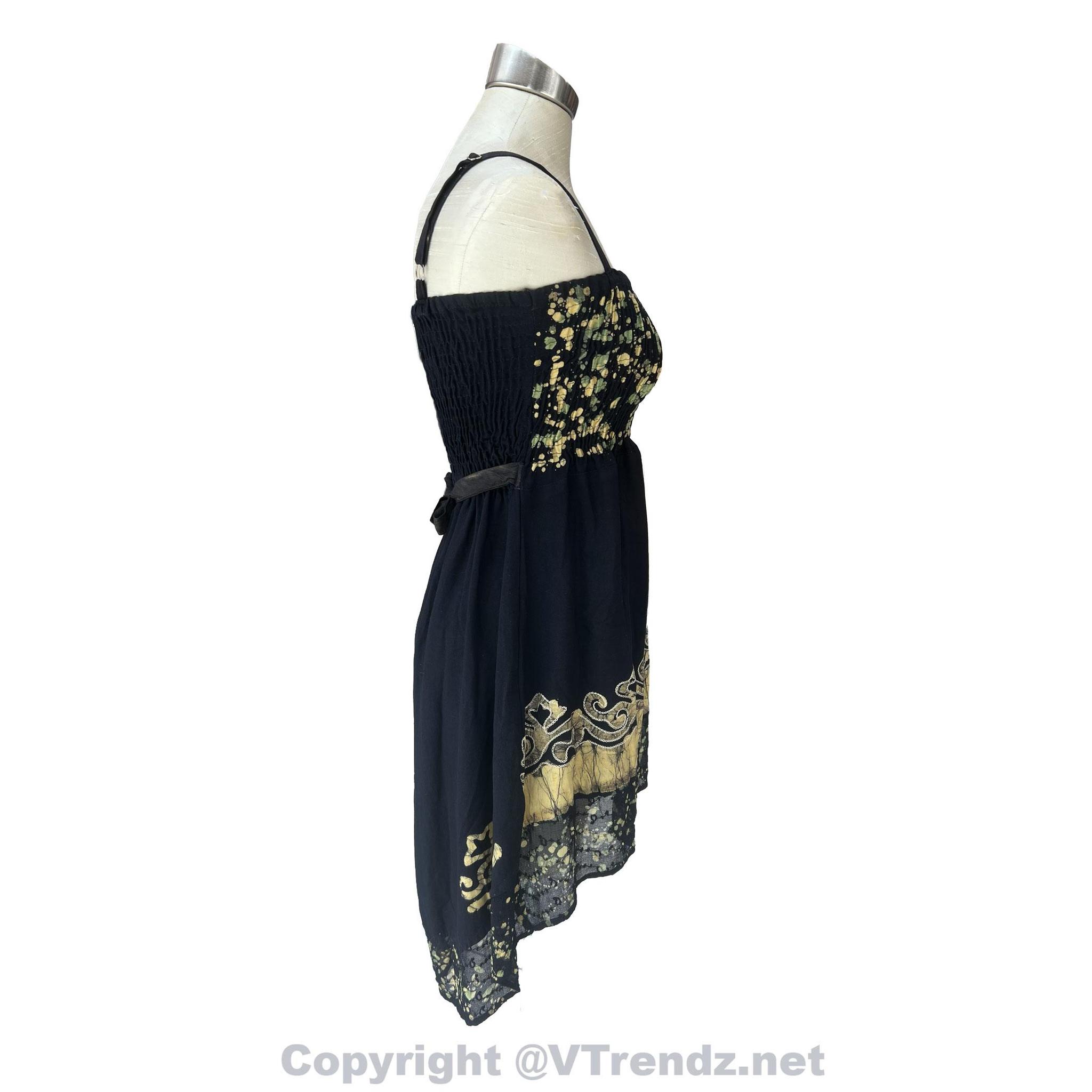 Batik Printed High-Low Sundress with Georgette Speckled Hem - Image 2