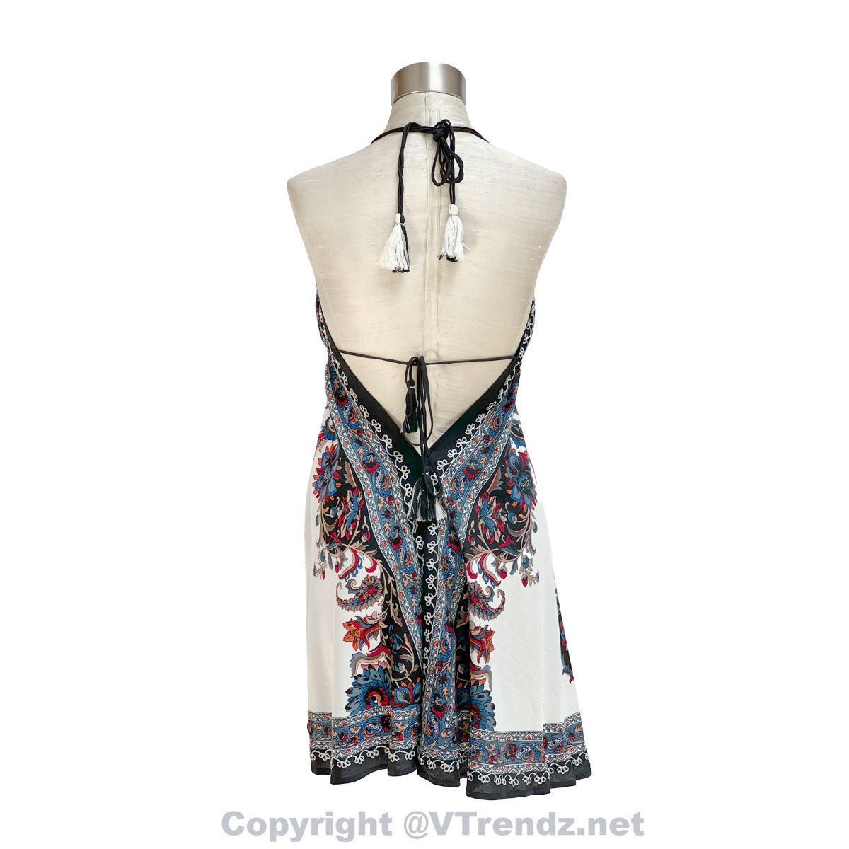Hand-Printed Jamawar Short Scarf Halter Dress - Image 19