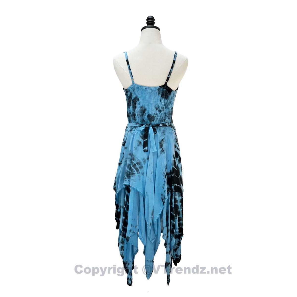 2 Layer Tie Dye Handkerchief Dress with Front Corset & Adjustable Straps - Image 43