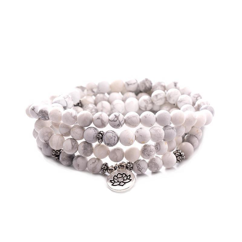White Turquoise 108 Rosary 6 & 8mm Stone Beads Necklace / Bracelet Natural Stone - Image 2