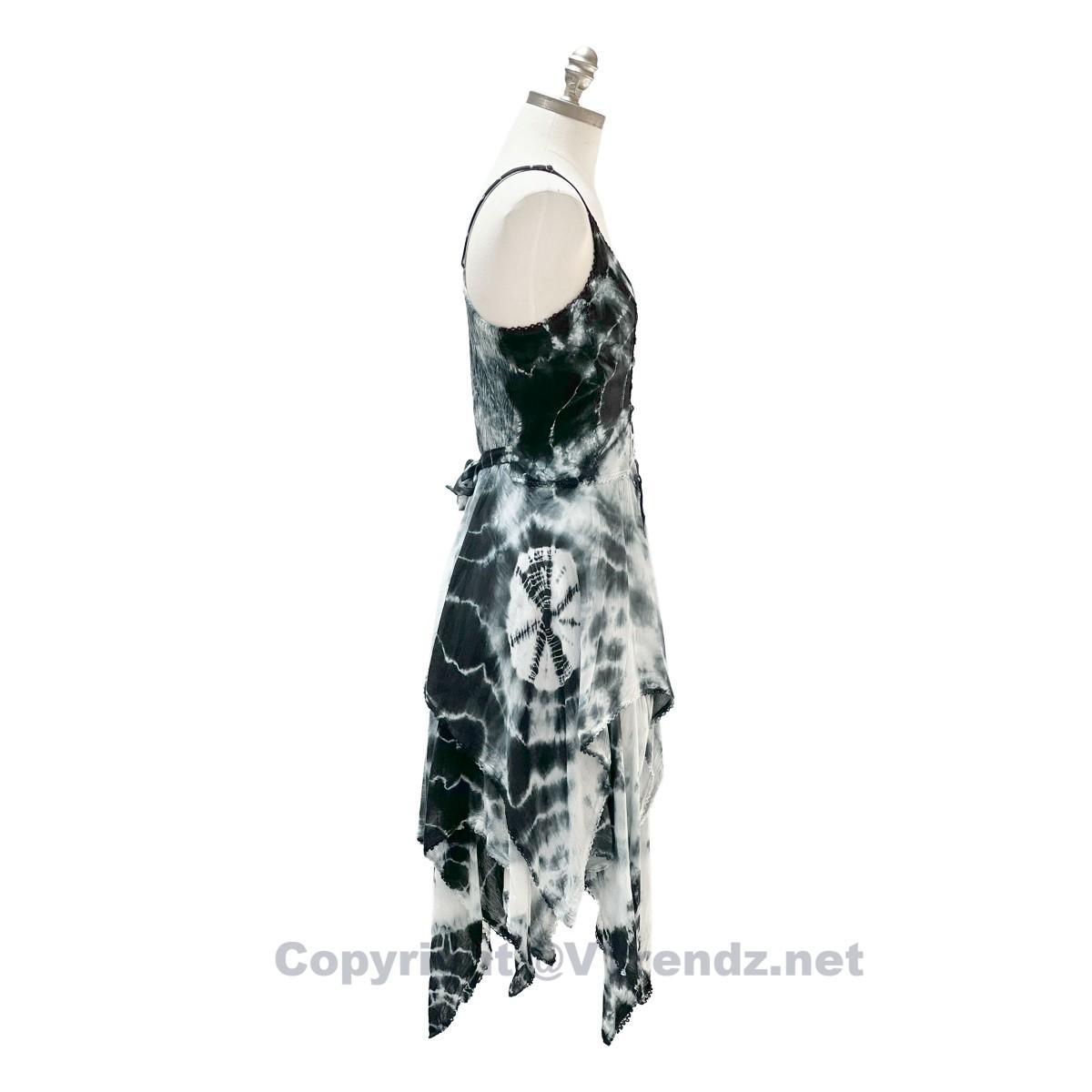 2 Layer Tie Dye Handkerchief Dress with Front Corset & Adjustable Straps - Image 24