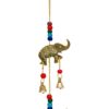 4 Elephant Brass Wind Chime w/ Beads 24"L - Image 3