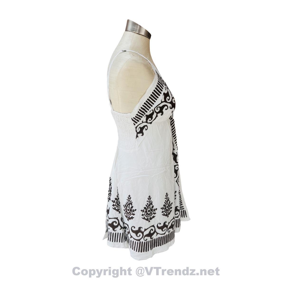 Batik Printed Short Scarf Dress with Adjustable Straps and Stretchable Back - Image 7