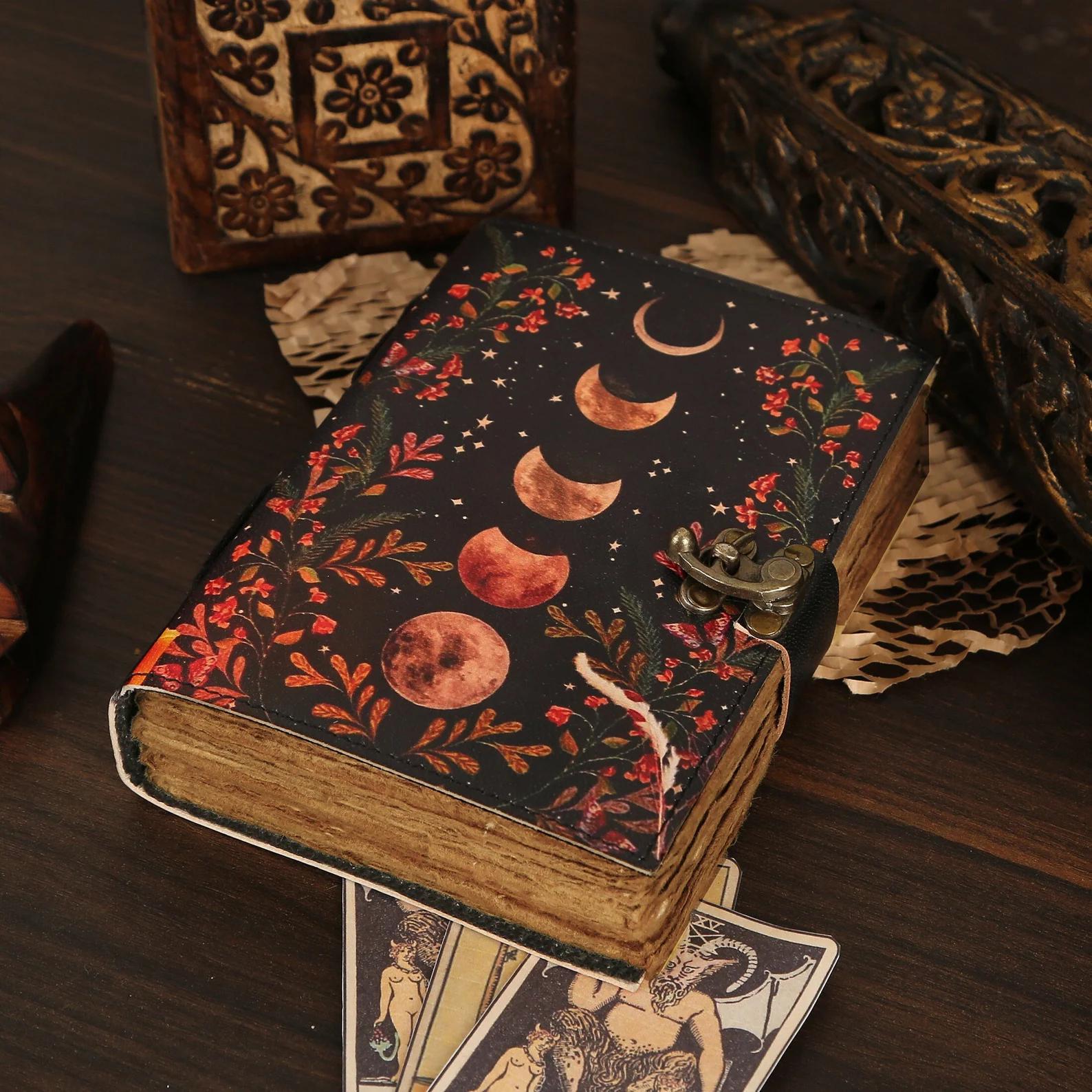 Moon Phases & Botanicals Leather Journal | Your Cosmic Grimoire - Image 6