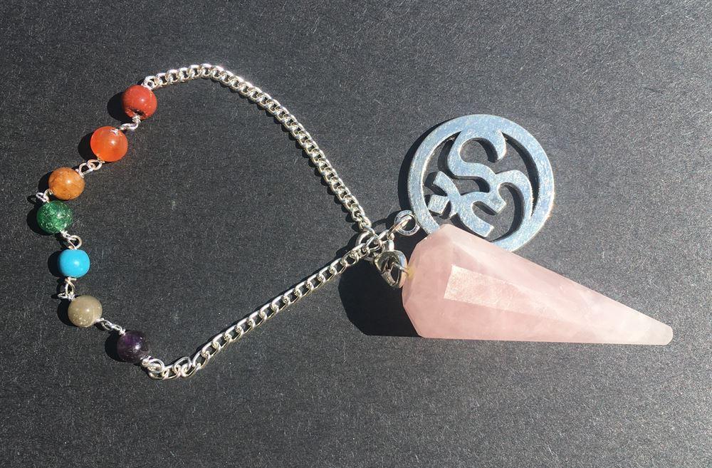 Rose Quartz Chakra Beads 12 faceted Pendulum 3-in-1 pendulum, bracelet, pendant
