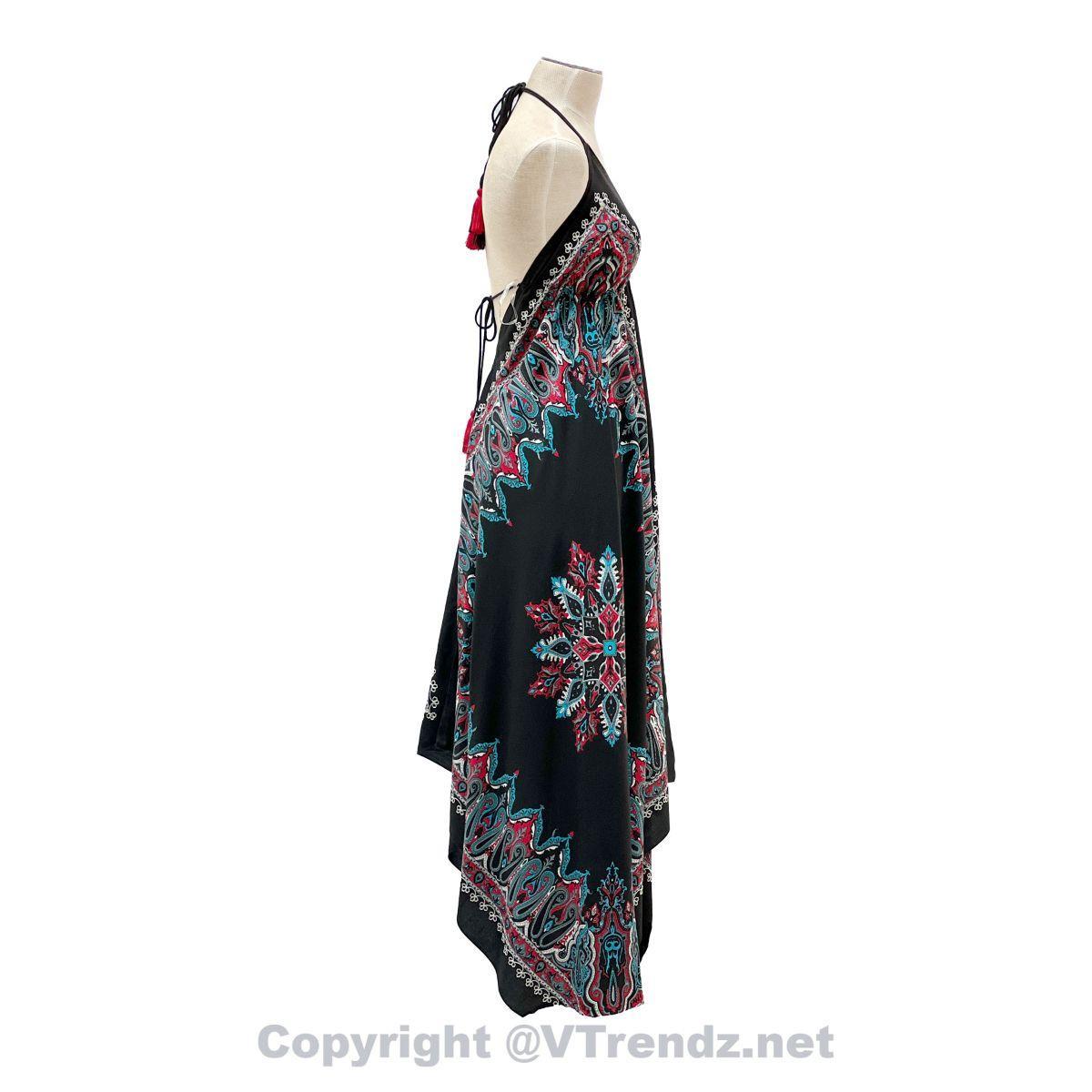 Jamawar Scarf Dress Dori with Halter Neck & Back Ties - Image 18