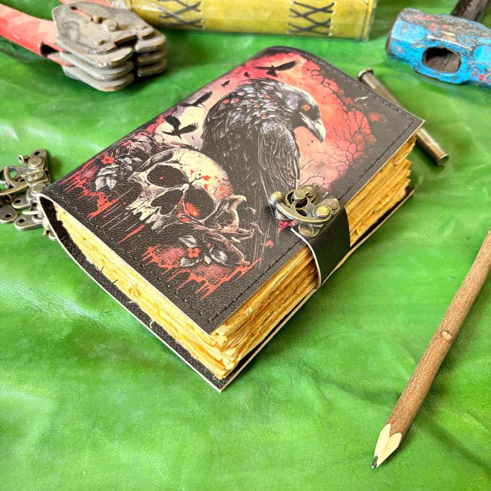 Midnight Raven & Skull Leather Journal | Grimoire of Shadow and Sight - Image 5